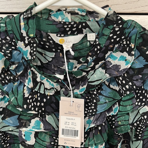 NWT Boden Ruffle Neck Shirt, US 12 - Picture 9 of 12